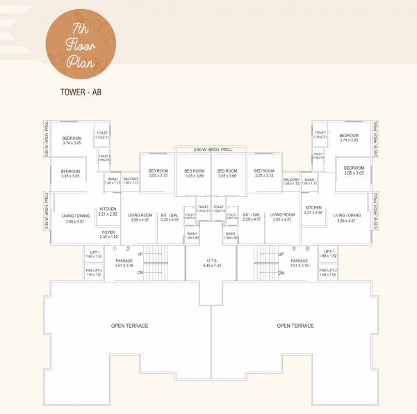  kishan-sapphire Tower AB Cluster Plan for 7th Floor