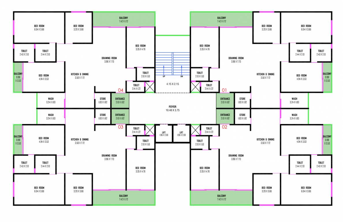  vrundavan sky Block A Cluster Plan From 1st To 10th Floor