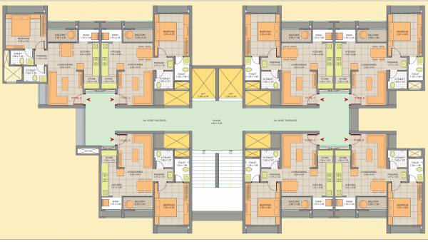  sector-6a-phase-2 Anupam-02 Cluster Plan For Typical Floor Plan