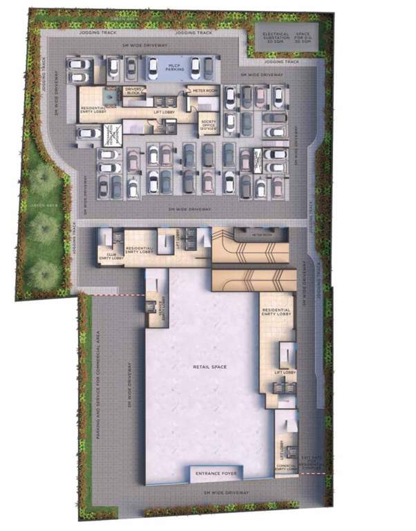  prestige Tower 1,2 & 3 Ground Floor  Cluster Plan