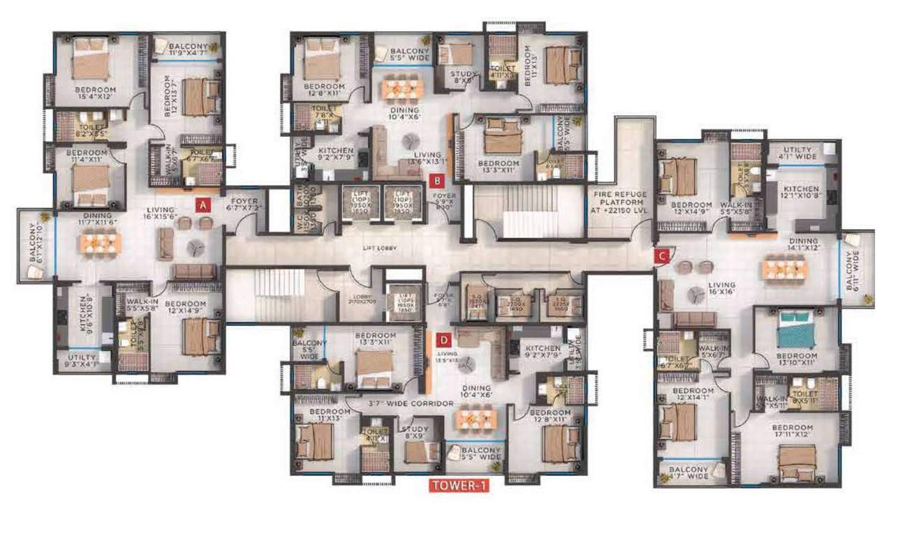  prestige Tower 1 Cluster Plan for 6th Floor