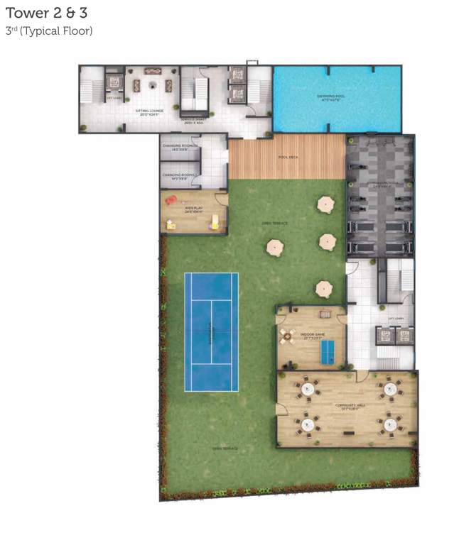  prestige Tower 2 & 3 Cluster Plan for 3rd Floor