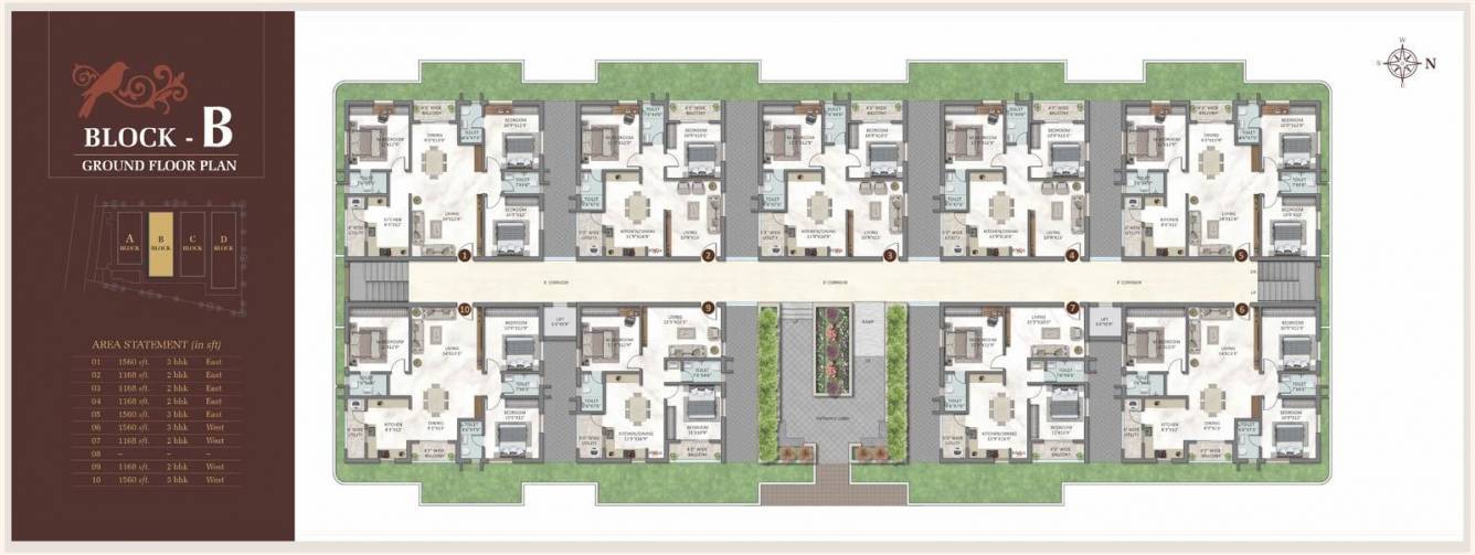  green meadows Block B Cluster Plan for ground Floor
