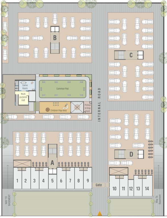 shivay splendora Block A,B,C,D Cluster Plan For Ground Floor