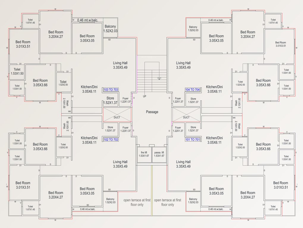  shivay splendora Block A Cluster Plan From 2nd To 7th Floor