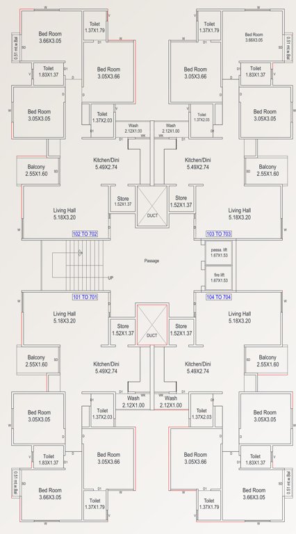  shivay splendora Block C Cluster Plan From 2nd To 7th Floor