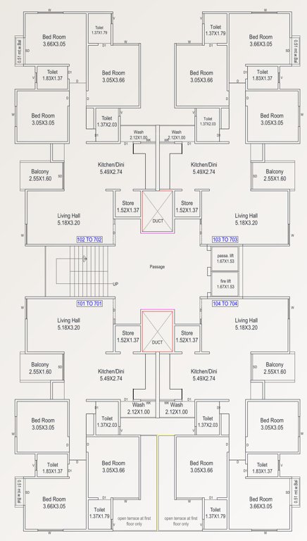  shivay splendora Block D Cluster Plan From 2nd To 7th Floor