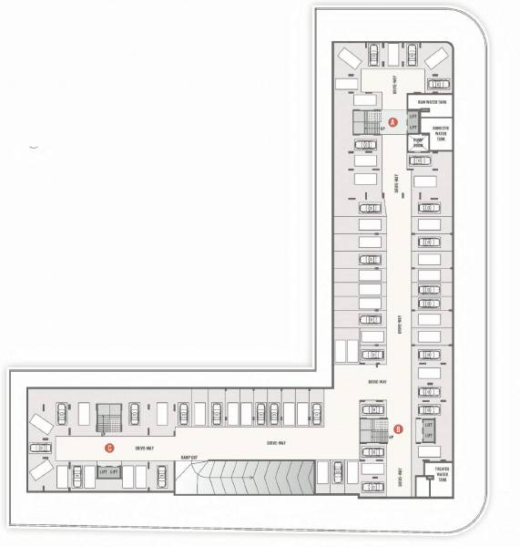  park Block A,B,C Cluster Plan For 1st Basement