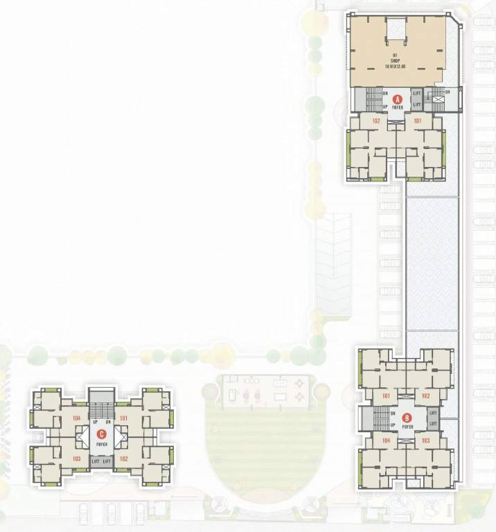  park Block A,B,C Cluster Plan For 1st Floor