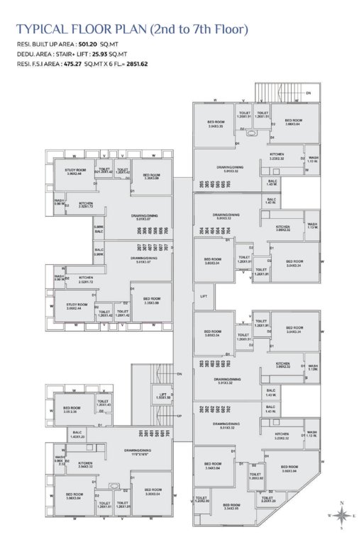shiv sky Shiv Sky Cluster Plan from 2nd to 7th Floor