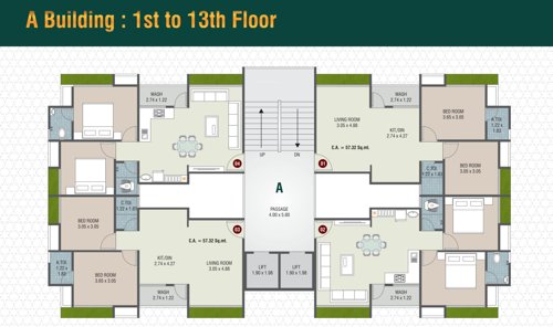  tapti-valley Block A Cluster Plan from 1st to 13th Floor