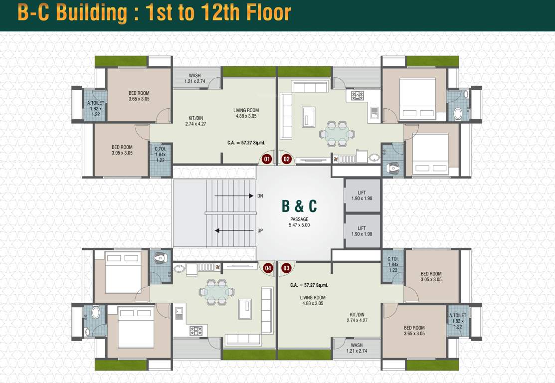  tapti valley Block B And C Cluster Plan from 1st to 12th Floor