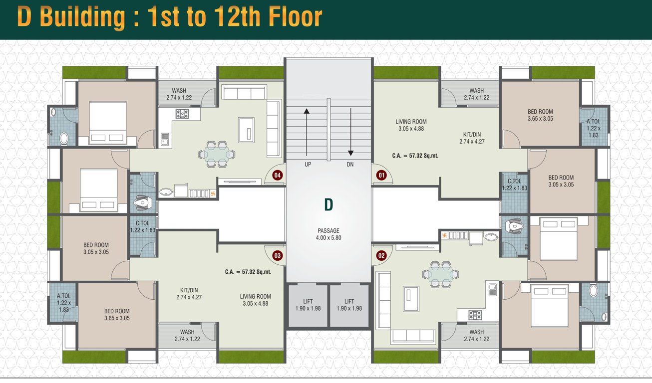  tapti valley Block D Cluster Plan from 1st to 12th Floor