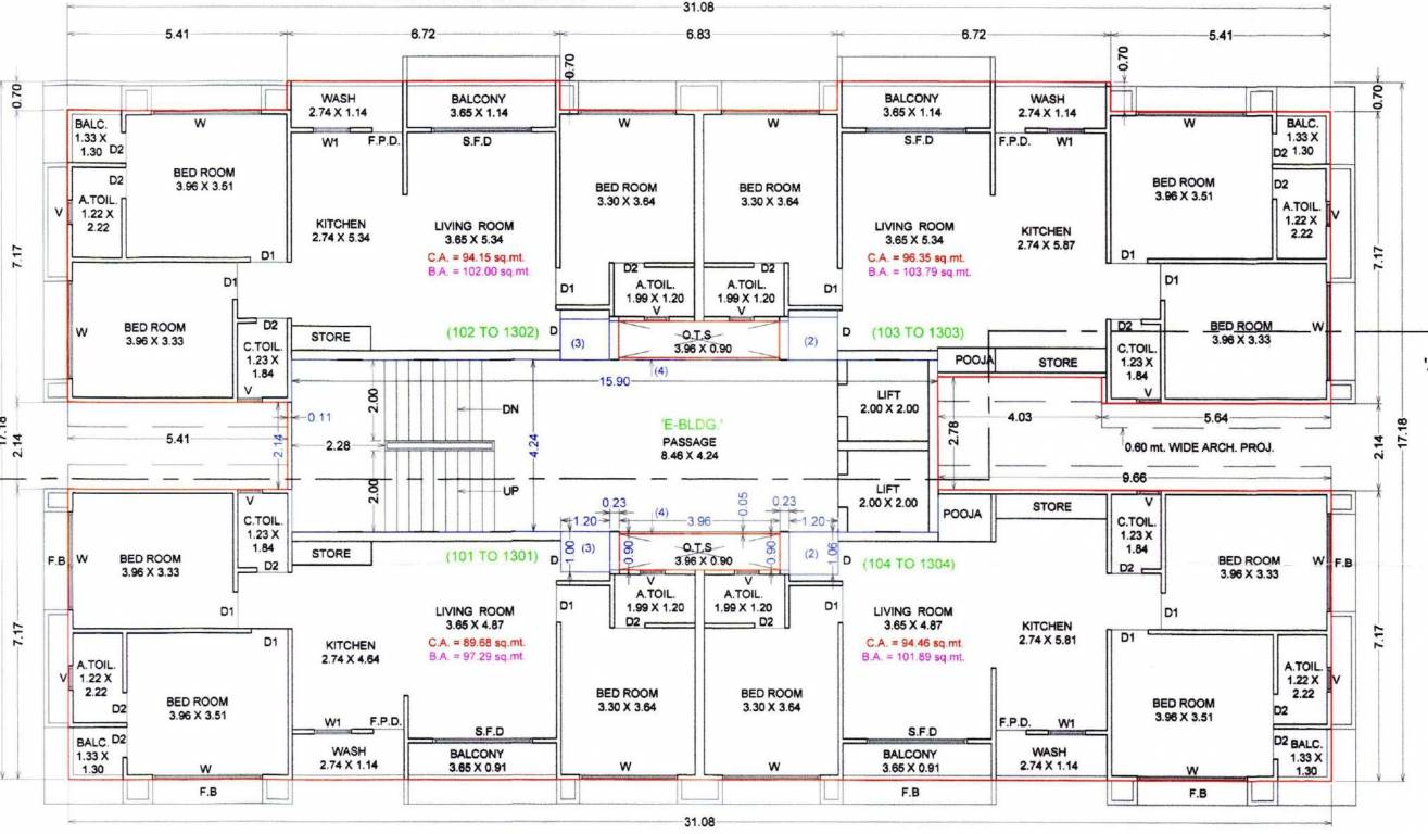  maxiple the address Block E Cluster Plan From 1st To 13th Floor