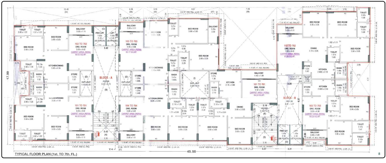  hamd 49 Block A And Block B Cluster Plan from 1st to 7th Floor