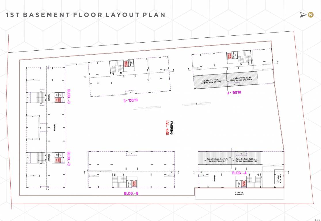  ambience Building A, B, C, D, E, F 1st Basement  Cluster Plan