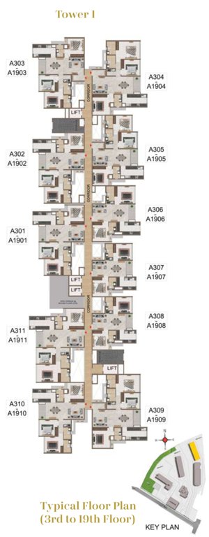  mercury phase 1 Superior Apts Cluster Plan From 3rd To 19th Floor