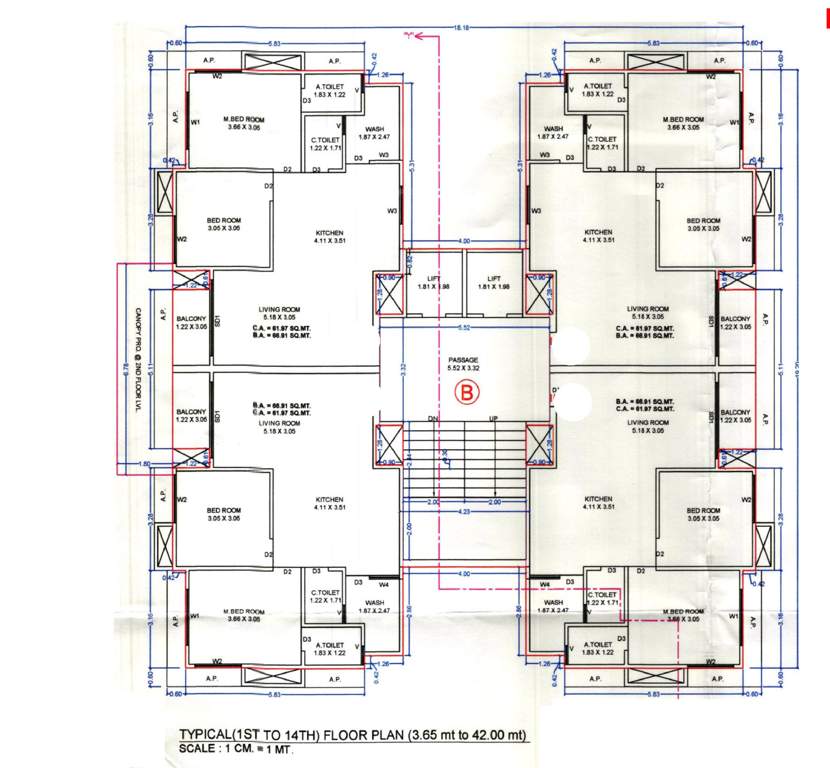 siddheshwar sky B Typical Cluster Plan