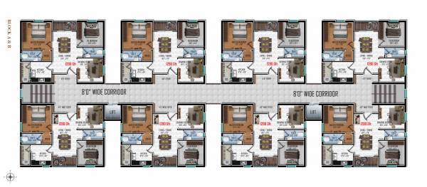  middle-town Block A And B Cluster Plan for Typical Floor
