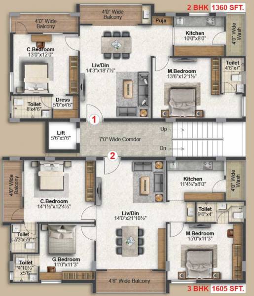  auroville-homes Block A Cluster Plan For Typical Floor Plan