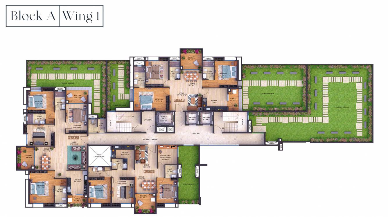 intellia Block A wing 1 Cluster Plan for 1st Floor