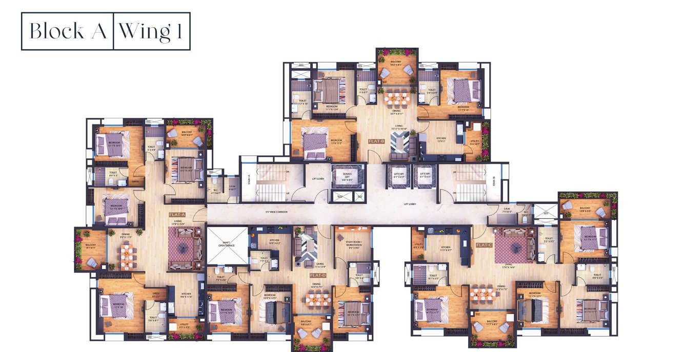 intellia Block A wing 1 Cluster Plan from 2nd to 10th Floor