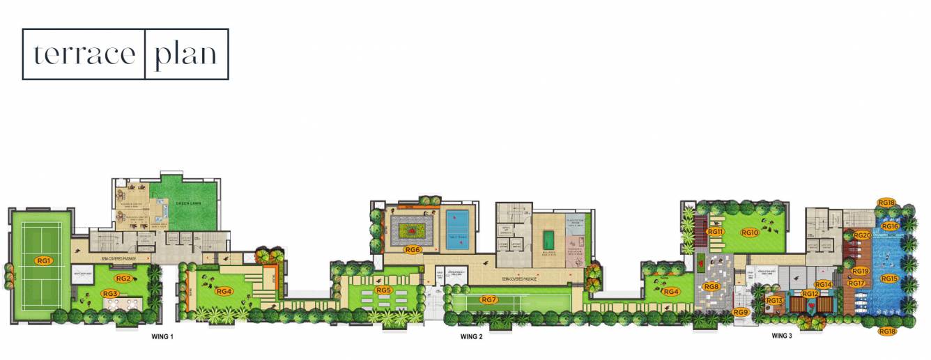 intellia Block A wing 1 Terrace Floor Cluster Plan