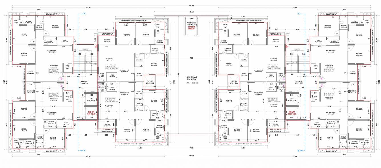 siddhi vinayak elements phase 2 Block EF Cluster Plan For 1st Floor