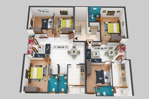  natraj-flats Natraj Flats Cluster Plan from 1st to 3rd Floor