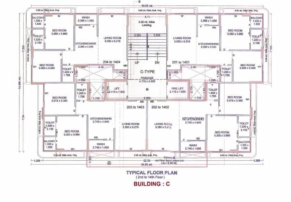  prime Block C Cluster Plan from 1st to 14th Floor