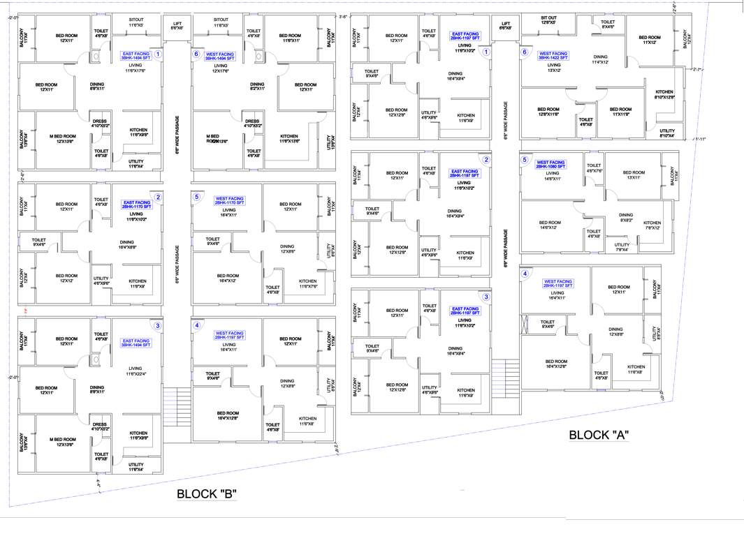  happy homes arghya Block A And B Cluster Plan From Ground To 4th Floor