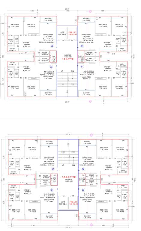 meera heights Block C To G Cluster Plan from 1st to 14th Floor