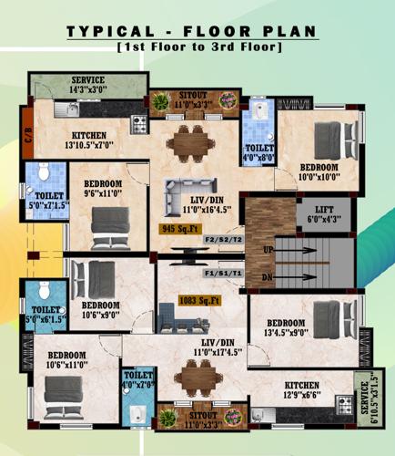  homes-royal-blue Homes Royal Blue Cluster Plan from 1st to 3rd Floor