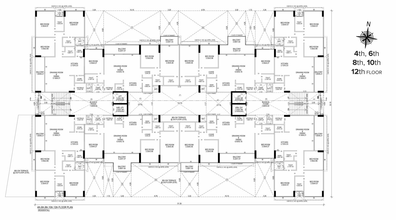 skyview A To B Cluster Plan For 4th, 6th, 8th, 10th And 12th Floor 