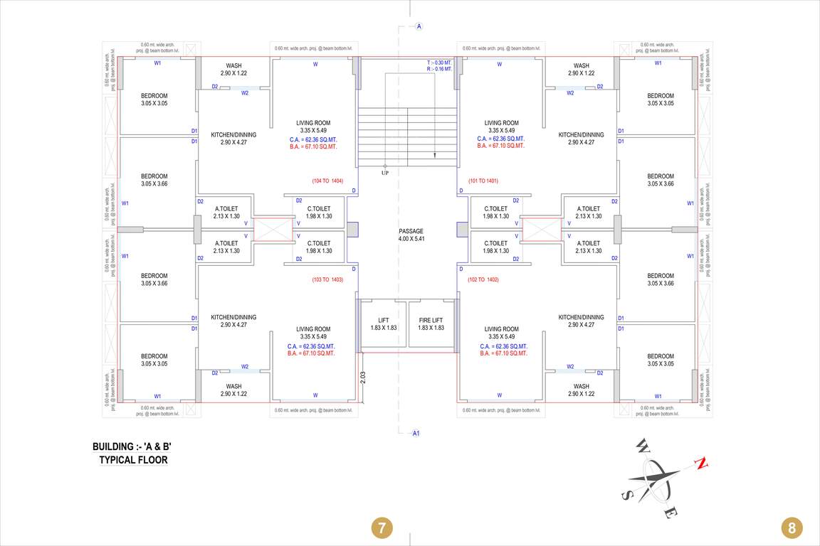 laxmimantra heritage Block A And B Cluster Plan for Typical Floor