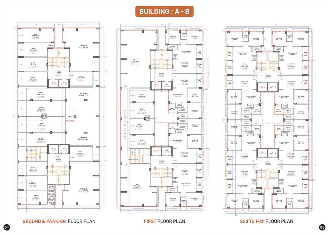  iconic shivant Block A And B Cluster Plan from 1st to 14th Floor