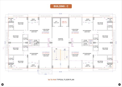  iconic-shivant Block C Cluster Plan from 1st to 14th Floor