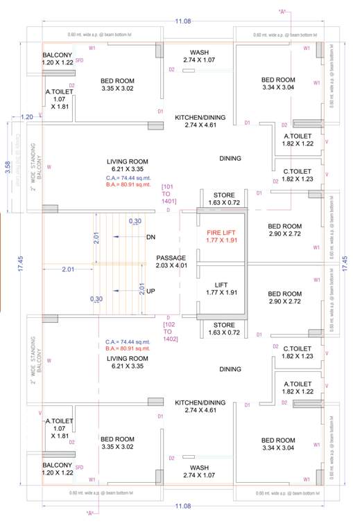  iconic shivant Block D Cluster Plan from 1st to 14th Floor