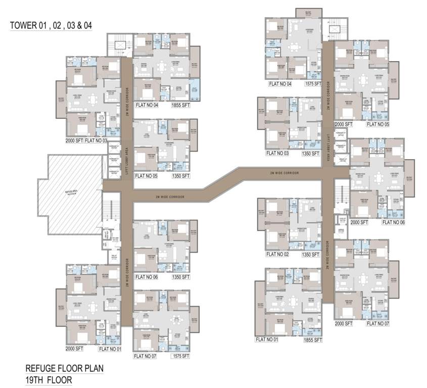  sree nagari Tower 1 To 4 Cluster Plan for 19th Floor