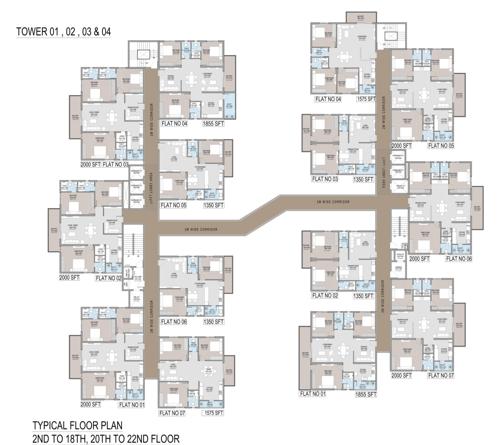  sree-nagari Tower 1 To 4 Cluster Plan from 2nd to 22th Floor