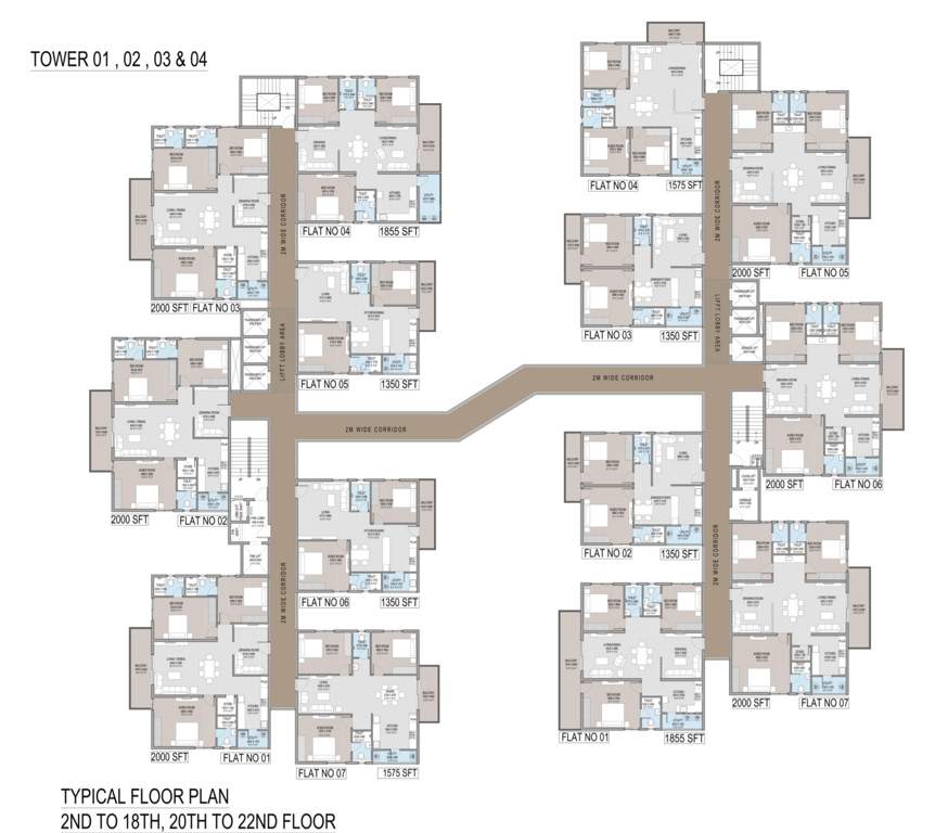  sree nagari Tower 1 To 4 Cluster Plan from 2nd to 22th Floor