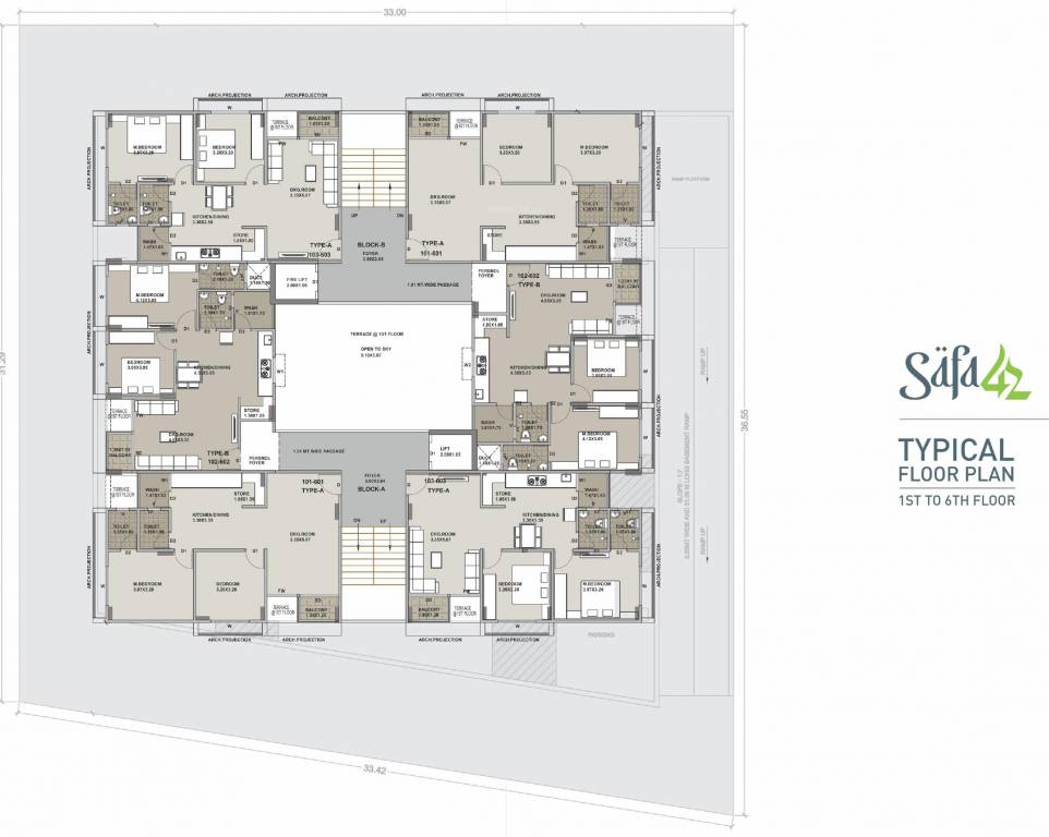  safa 42 A, B Cluster Plan From 1st To 6th Floor
