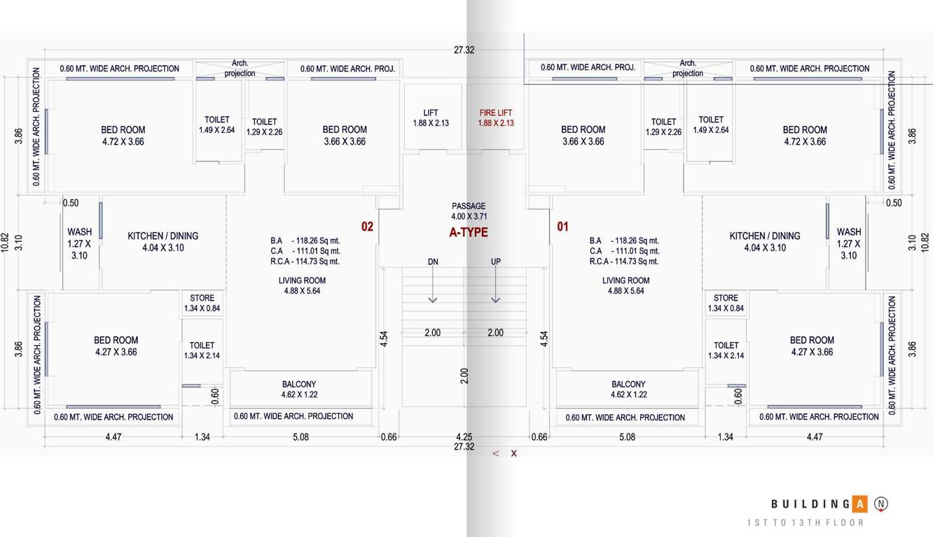  shivalik celebration Block A Cluster Plan from 1st to 13th Floor