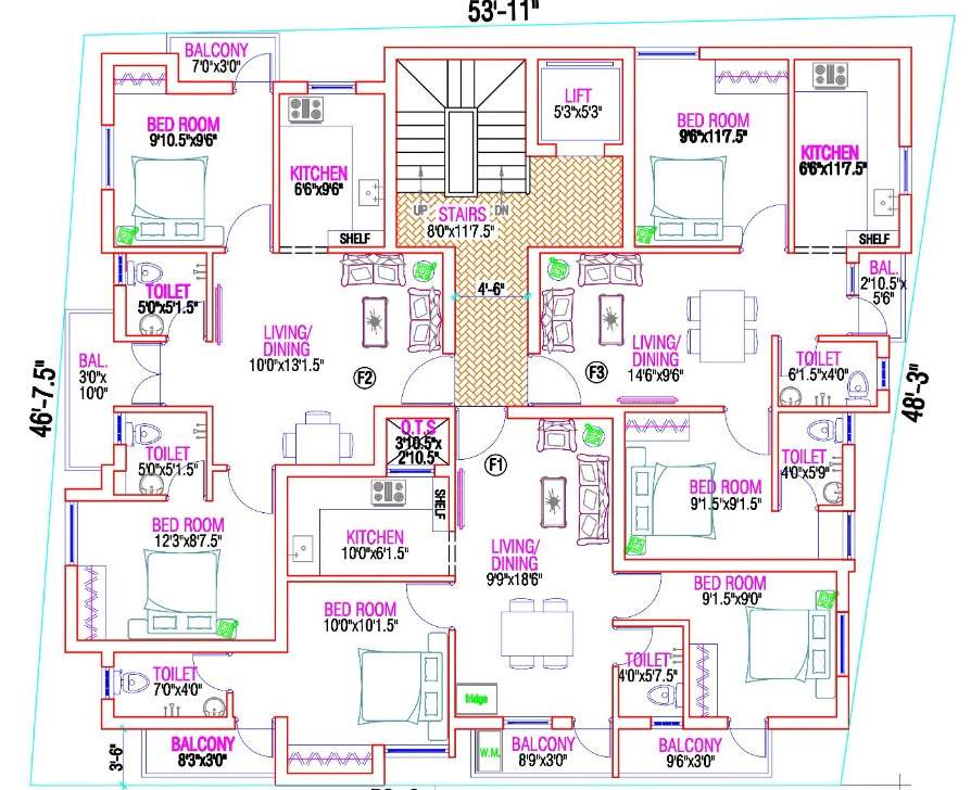  balaji flats Balaji Flats Cluster Plan For 1st Floor