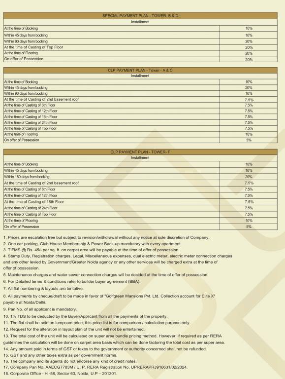 elite-x Construction Linked Payment (CLP) Payment Plan