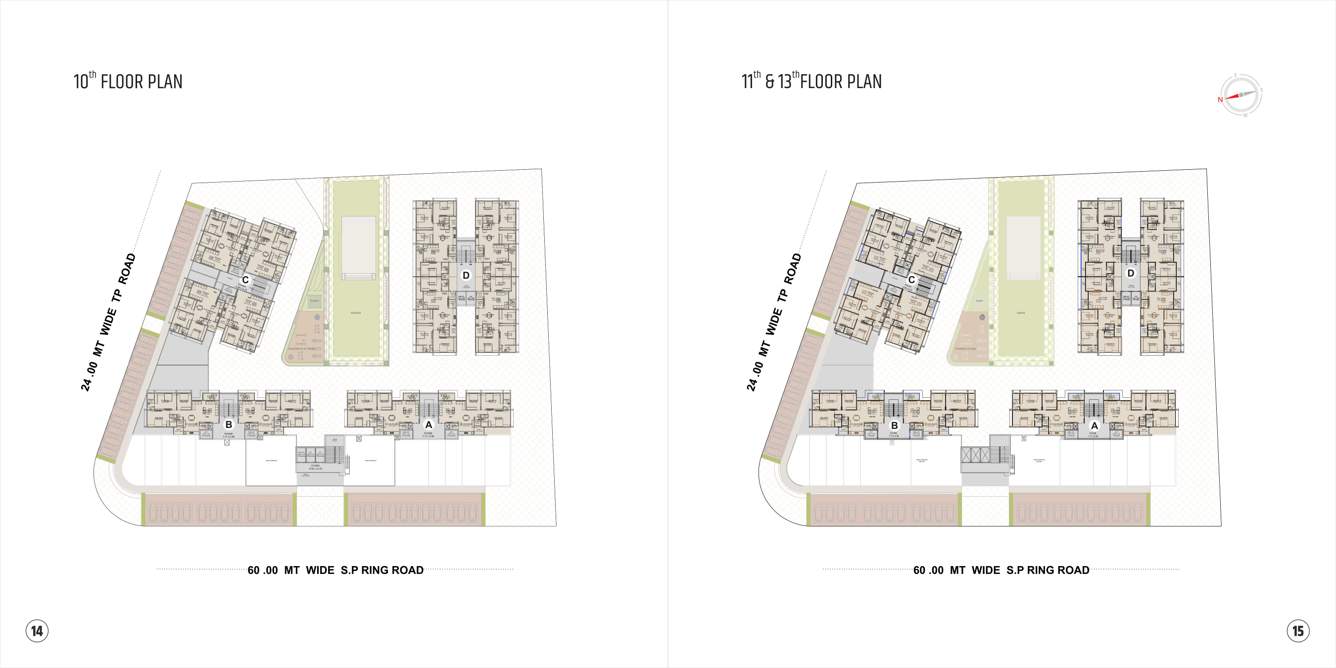  satva prime Block A To D Cluster Plan from 10th to 13th Floor