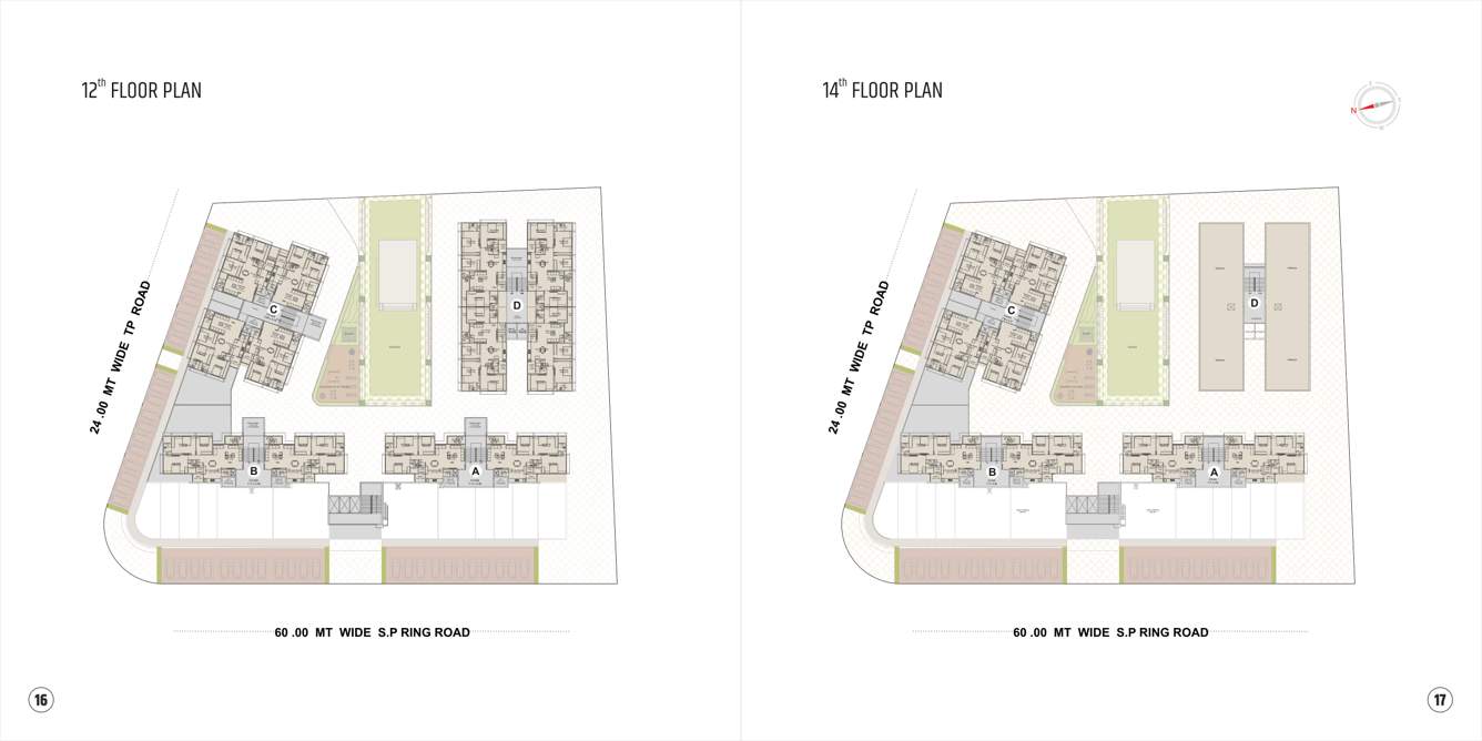  satva prime Block A To D Cluster Plan from 12th to 14th Floor