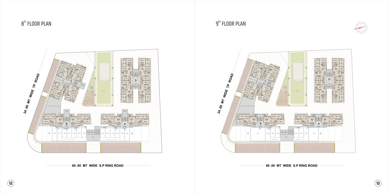  satva prime Block A To D Cluster Plan from 8th to 9th Floor