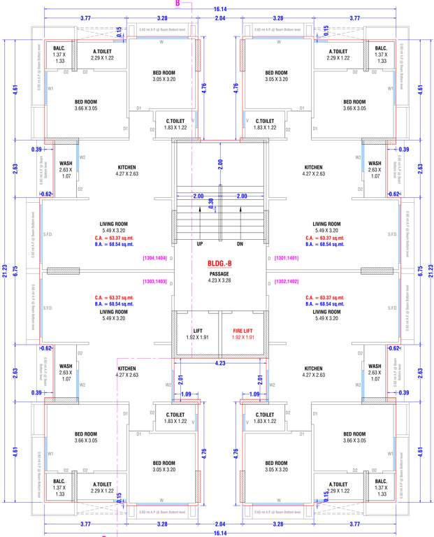  raj luxuria Block B Cluster Plan From 13th To 14th Floor