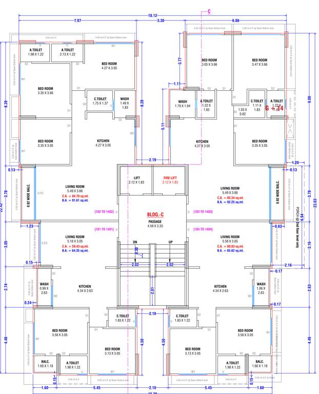  raj luxuria Block C Cluster Plan From 1st To 14th Floor